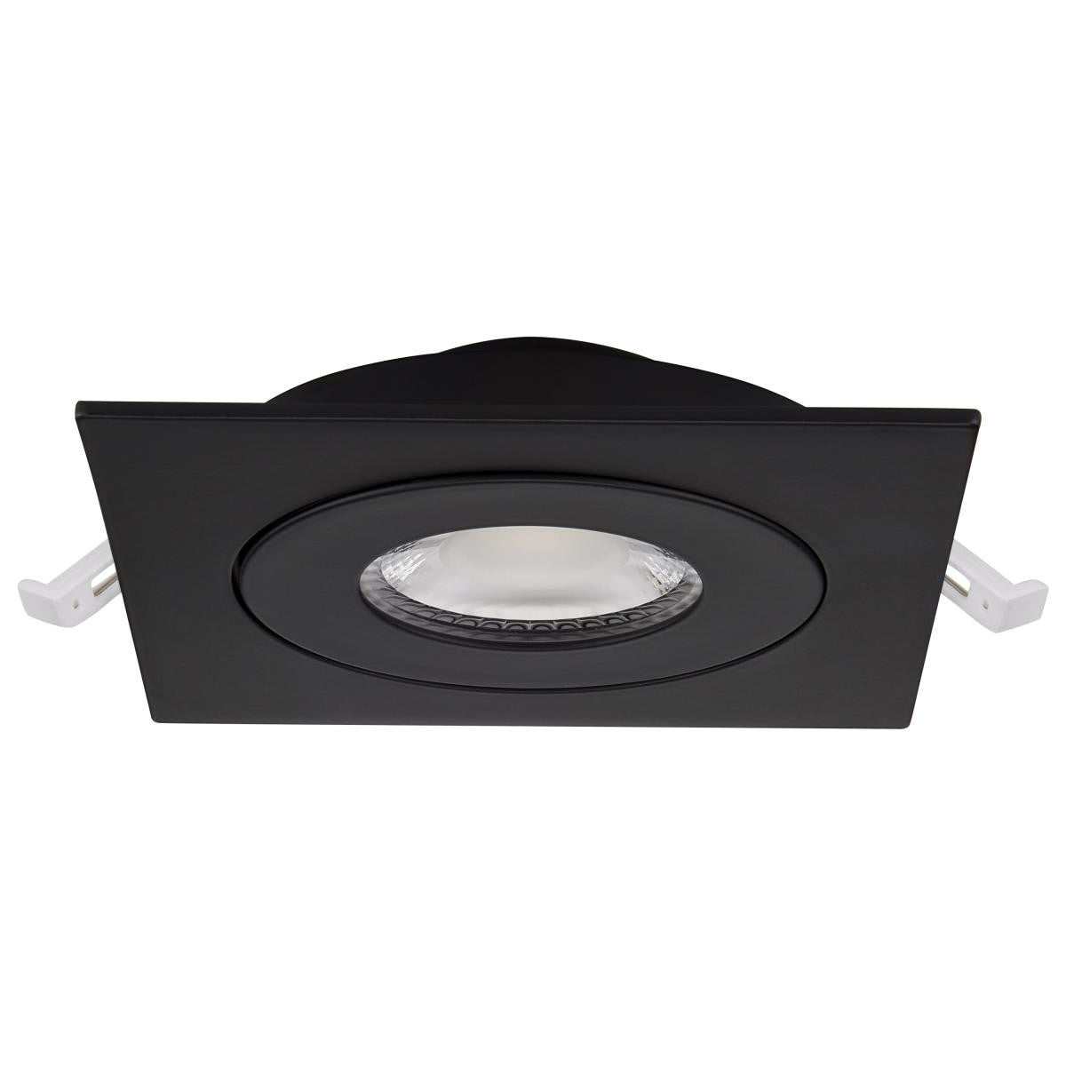 4 Inch Square LED Gimbaled Downlight - 9W - 750 Lumens - 120V - Color Temperature Selectable 27K/30K/35K/40K/50K - Black Finish - No Recess Can Required