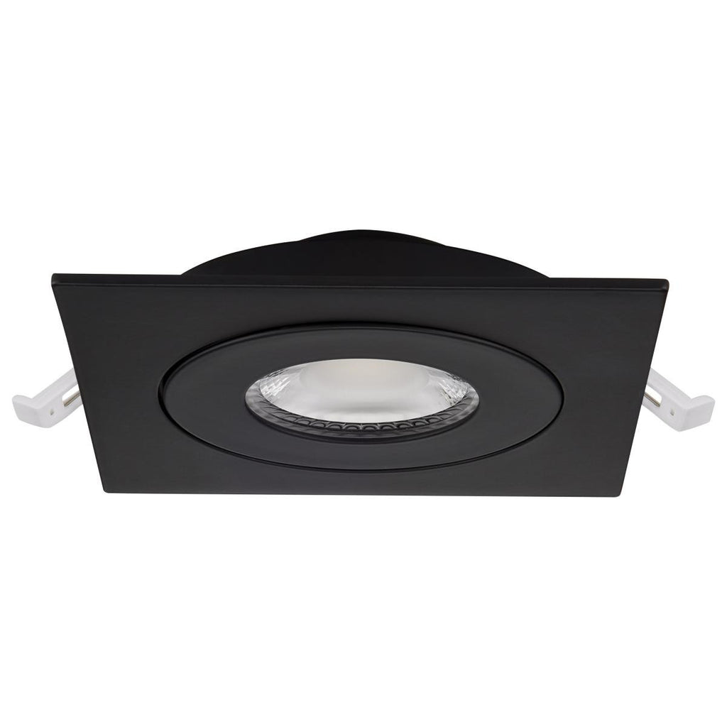 4 Inch Square LED Gimbaled Downlight - 9W - 750 Lumens - 120V - Color Temperature Selectable 27K/30K/35K/40K/50K - Black Finish - No Recess Can Required