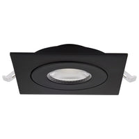 4 Inch Square LED Gimbaled Downlight - 9W - 750 Lumens - 120V - Color Temperature Selectable 27K/30K/35K/40K/50K - Black Finish - No Recess Can Required