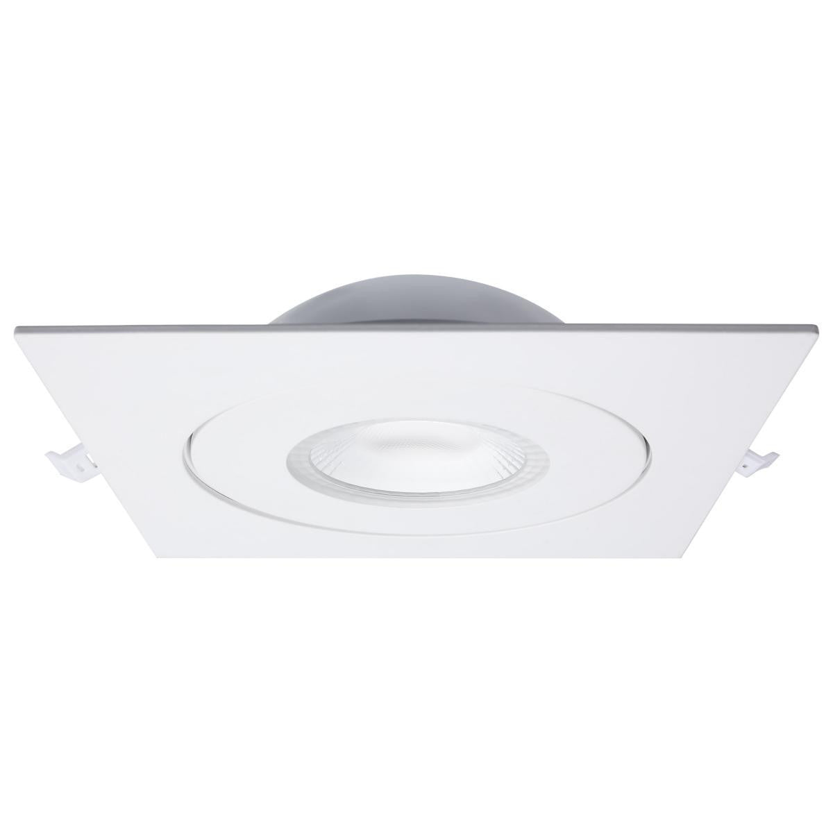 6 Inch Square LED Gimbaled Downlight - 15W - 1400 Lumens - 120V - Color Temperature Selectable 27K/30K/35K/40K/50K - White Finish - No Recess Can Required