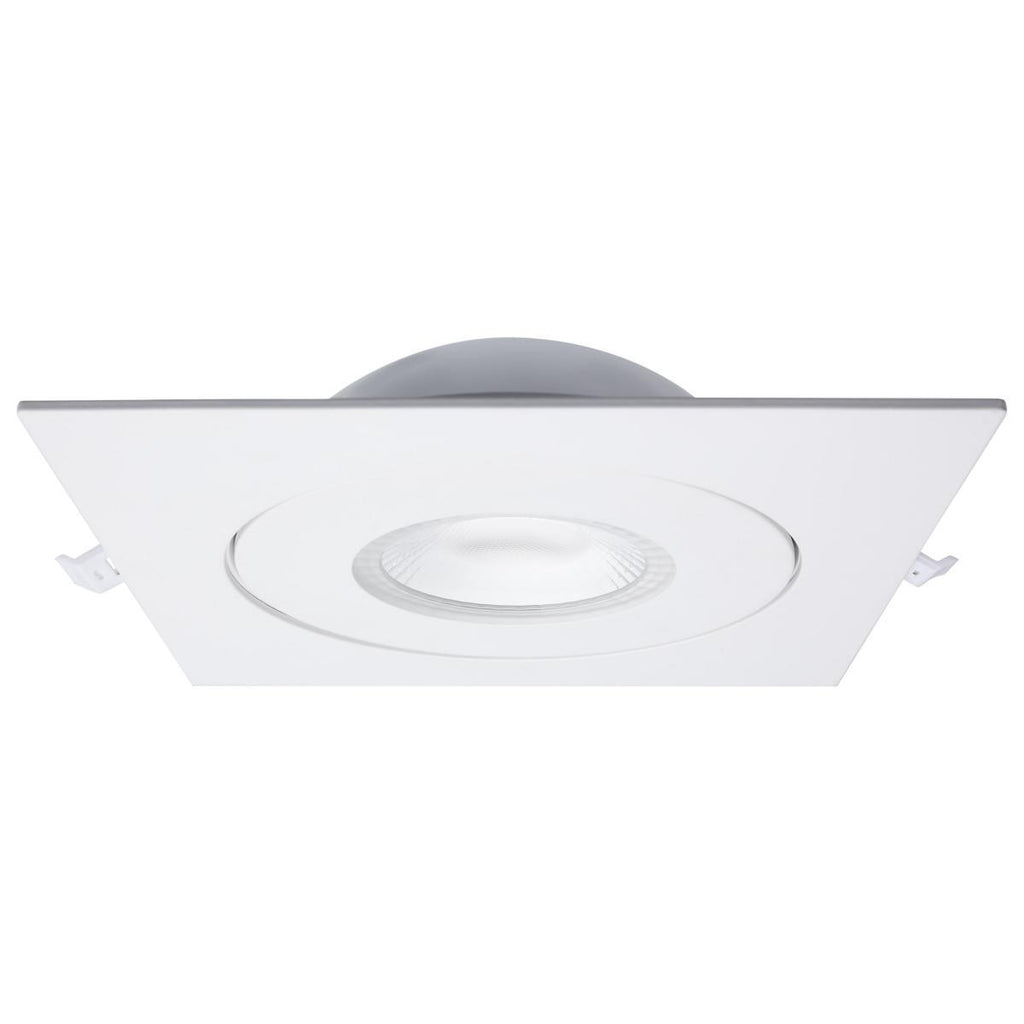 6 Inch Square LED Gimbaled Downlight - 15W - 1400 Lumens - 120V - Color Temperature Selectable 27K/30K/35K/40K/50K - White Finish - No Recess Can Required