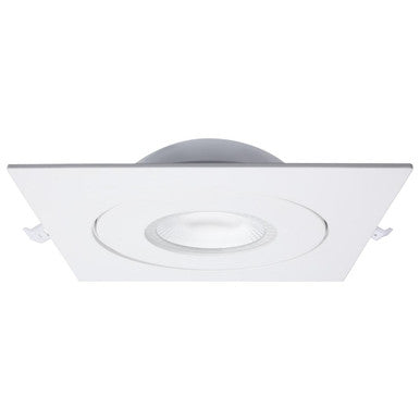 6 Inch Square LED Gimbaled Downlight - 15W - 1400 Lumens - 120V - Color Temperature Selectable 27K/30K/35K/40K/50K - White Finish - No Recess Can Required