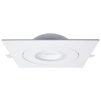 6 Inch Square LED Gimbaled Downlight - 15W - 1400 Lumens - 120V - Color Temperature Selectable 27K/30K/35K/40K/50K - White Finish - No Recess Can Required