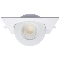 6 Inch Square LED Gimbaled Downlight - 15W - 1400 Lumens - 120V - Color Temperature Selectable 27K/30K/35K/40K/50K - White Finish - No Recess Can Required