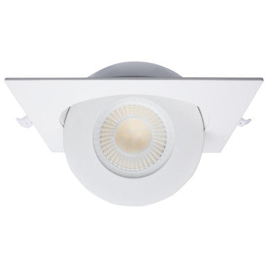 6 Inch Square LED Gimbaled Downlight - 15W - 1400 Lumens - 120V - Color Temperature Selectable 27K/30K/35K/40K/50K - White Finish - No Recess Can Required