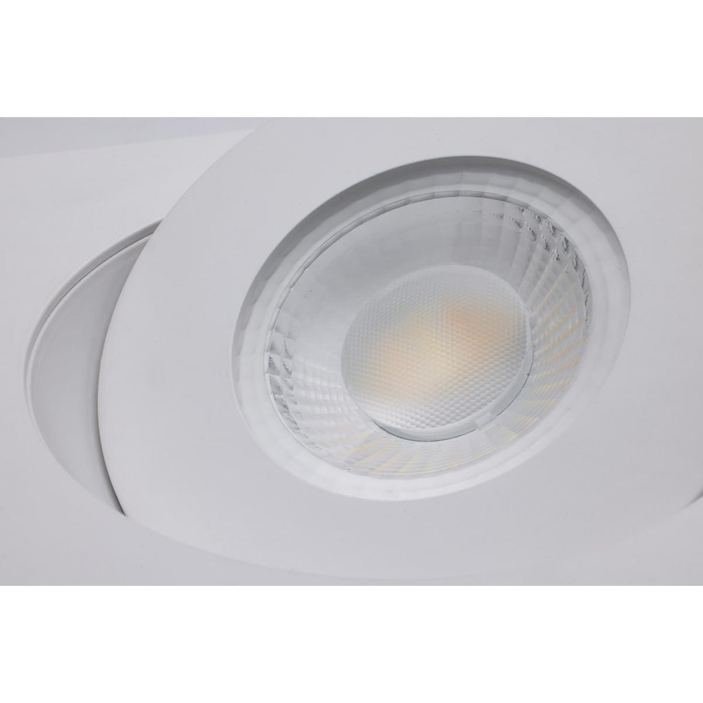 6 Inch Square LED Gimbaled Downlight - 15W - 1400 Lumens - 120V - Color Temperature Selectable 27K/30K/35K/40K/50K - White Finish - No Recess Can Required