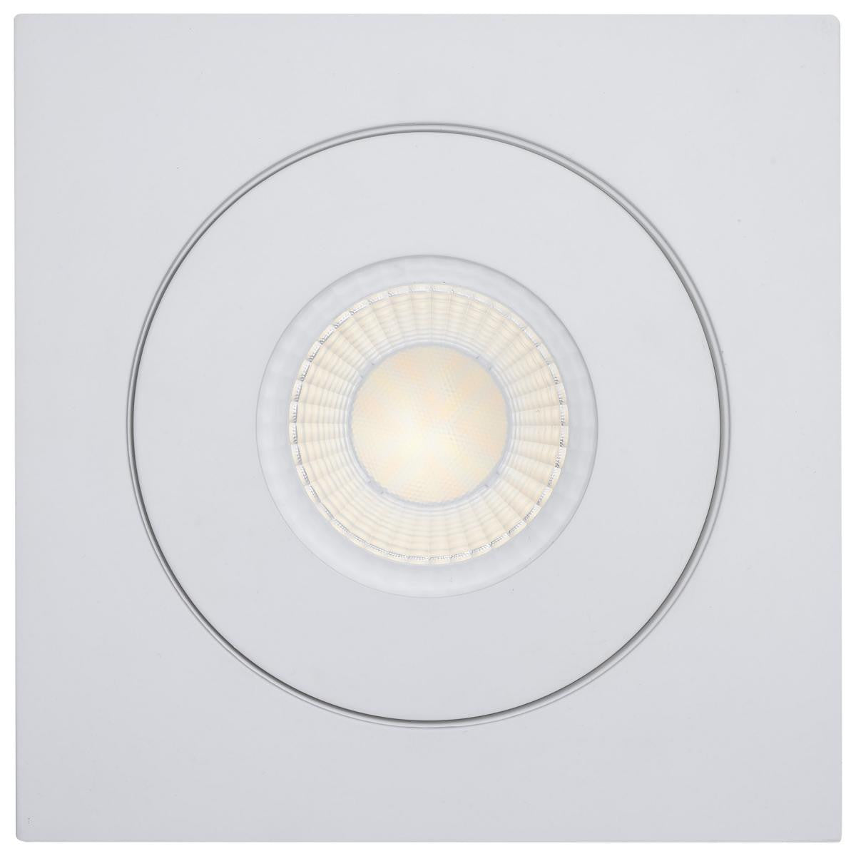 6 Inch Square LED Gimbaled Downlight - 15W - 1400 Lumens - 120V - Color Temperature Selectable 27K/30K/35K/40K/50K - White Finish - No Recess Can Required
