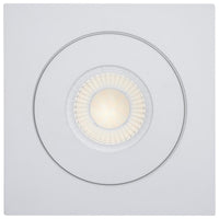 6 Inch Square LED Gimbaled Downlight - 15W - 1400 Lumens - 120V - Color Temperature Selectable 27K/30K/35K/40K/50K - White Finish - No Recess Can Required