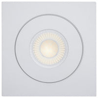 6 Inch Square LED Gimbaled Downlight - 15W - 1400 Lumens - 120V - Color Temperature Selectable 27K/30K/35K/40K/50K - White Finish - No Recess Can Required