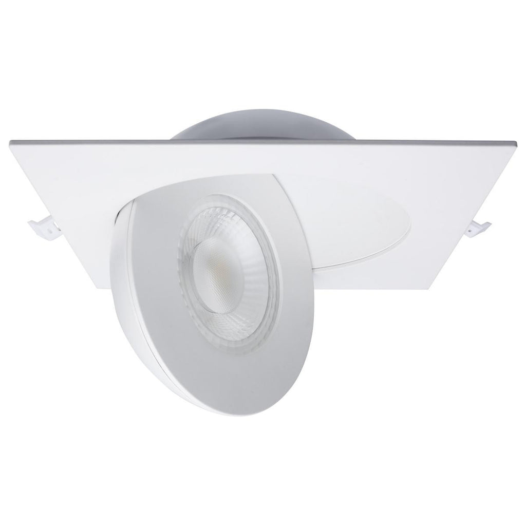 6 Inch Square LED Gimbaled Downlight - 15W - 1400 Lumens - 120V - Color Temperature Selectable 27K/30K/35K/40K/50K - White Finish - No Recess Can Required