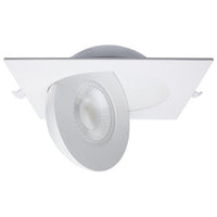 6 Inch Square LED Gimbaled Downlight - 15W - 1400 Lumens - 120V - Color Temperature Selectable 27K/30K/35K/40K/50K - White Finish - No Recess Can Required