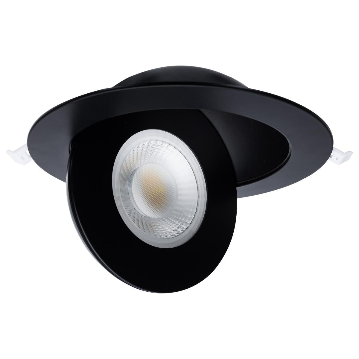 6 Inch Round LED Gimbaled Downlight - 15W - 1400 Lumens - 120V - Color Temperature Selectable 27K/30K/35K/40K/50K - Black Finish - No Recess Can Required