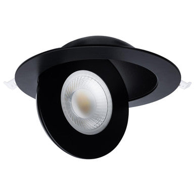 6 Inch Round LED Gimbaled Downlight - 15W - 1400 Lumens - 120V - Color Temperature Selectable 27K/30K/35K/40K/50K - Black Finish - No Recess Can Required