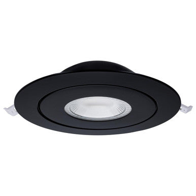 6 Inch Round LED Gimbaled Downlight - 15W - 1400 Lumens - 120V - Color Temperature Selectable 27K/30K/35K/40K/50K - Black Finish - No Recess Can Required