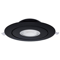 6 Inch Round LED Gimbaled Downlight - 15W - 1400 Lumens - 120V - Color Temperature Selectable 27K/30K/35K/40K/50K - Black Finish - No Recess Can Required