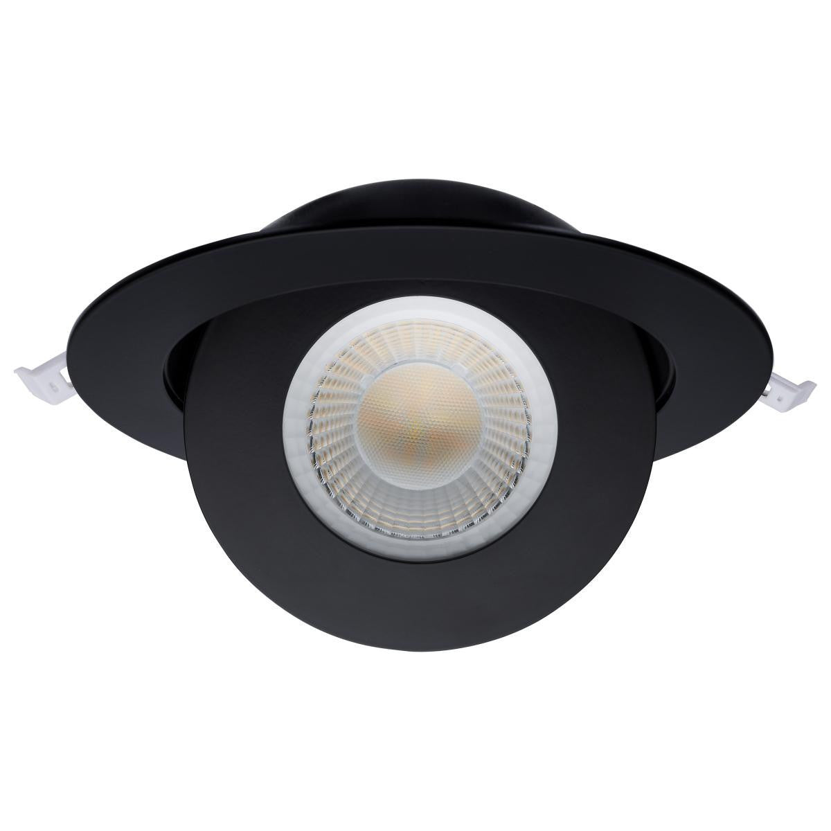 6 Inch Round LED Gimbaled Downlight - 15W - 1400 Lumens - 120V - Color Temperature Selectable 27K/30K/35K/40K/50K - Black Finish - No Recess Can Required