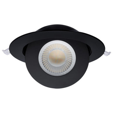 6 Inch Round LED Gimbaled Downlight - 15W - 1400 Lumens - 120V - Color Temperature Selectable 27K/30K/35K/40K/50K - Black Finish - No Recess Can Required
