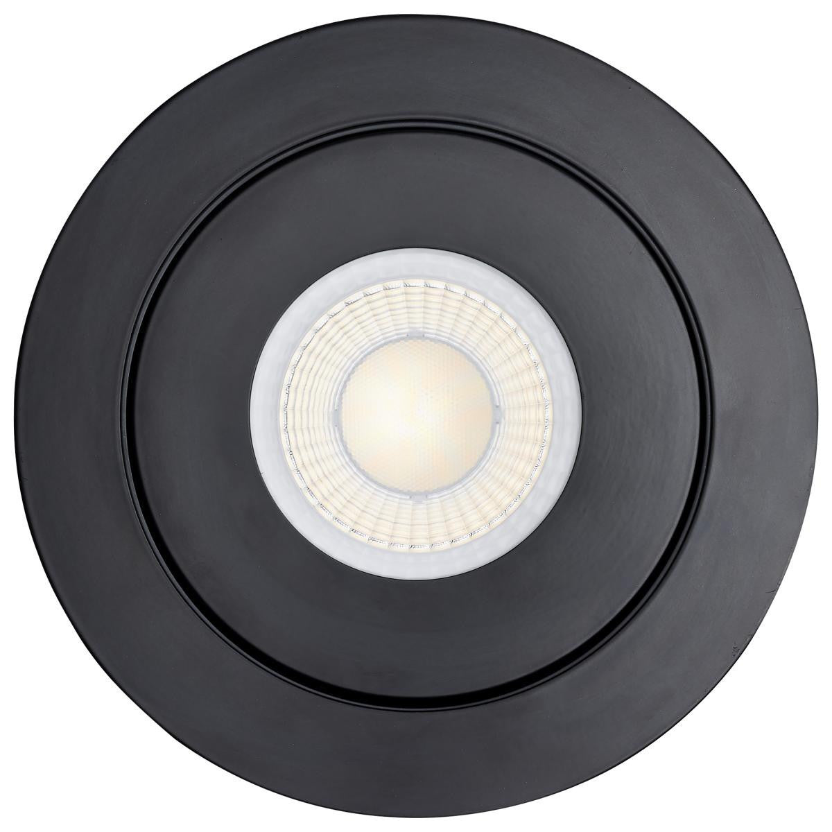 6 Inch Round LED Gimbaled Downlight - 15W - 1400 Lumens - 120V - Color Temperature Selectable 27K/30K/35K/40K/50K - Black Finish - No Recess Can Required