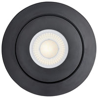 6 Inch Round LED Gimbaled Downlight - 15W - 1400 Lumens - 120V - Color Temperature Selectable 27K/30K/35K/40K/50K - Black Finish - No Recess Can Required