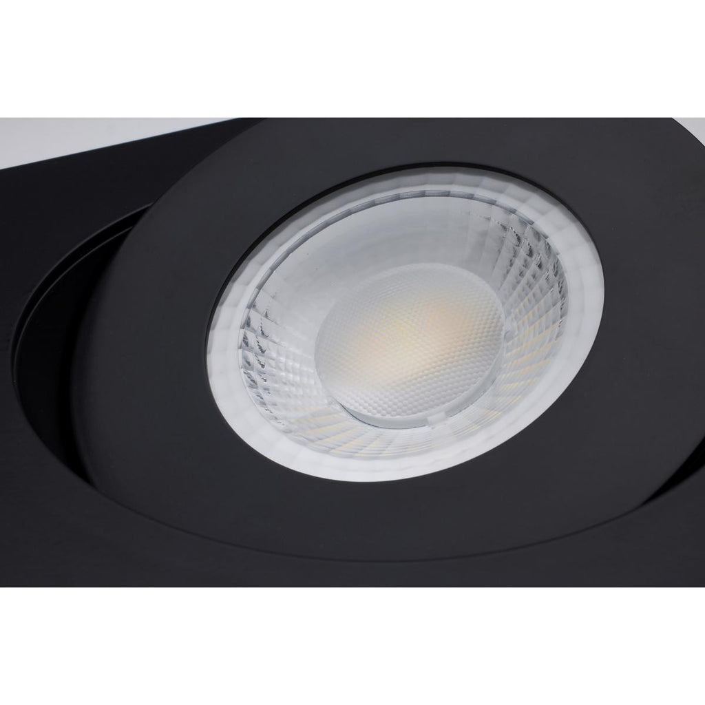 6 Inch Square LED Gimbaled Downlight - 15W - 1400 Lumens - 120V - Color Temperature Selectable 27K/30K/35K/40K/50K - Black Finish - No Recess Can Required