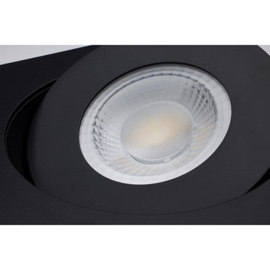 6 Inch Square LED Gimbaled Downlight - 15W - 1400 Lumens - 120V - Color Temperature Selectable 27K/30K/35K/40K/50K - Black Finish - No Recess Can Required
