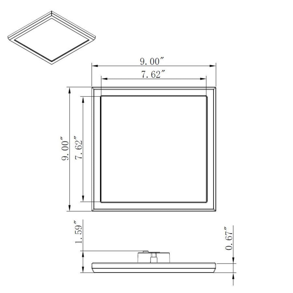LED Blink Light - 13W - 120V - 9 Inch - Square - Color Selectable 27K/30K/35K/40K/50K - Dimmable - Bronze Finish