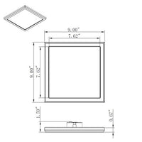 LED Blink Light - 13W - 120V - 9 Inch - Square - Color Selectable 27K/30K/35K/40K/50K - Dimmable - Black Finish