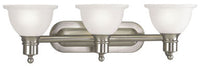 Madison Collection Three-Light Brushed Nickel Etched Glass Traditional Bath Vanity Light - Damp Location Listed