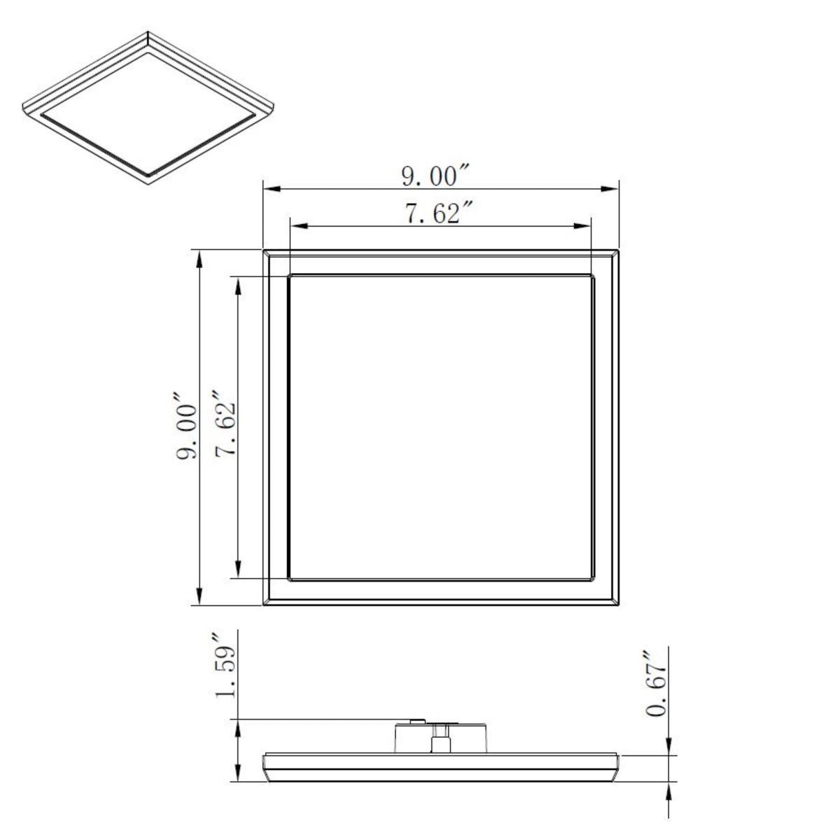 LED Blink Light - 13W - 120V - 9 Inch - Square - Color Selectable 27K/30K/35K/40K/50K - Dimmable - Brushed Nickel Finish