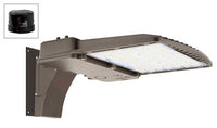 LED Parking Lot Area Light with Photocell - Watt Selectable - 140W/120W/90W/60W - Color Selectable 30K/40K/50K - 23000 Max Lumens - 480V - Wall Mount - Bronze Finish
