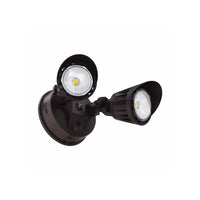 2 Head LED Security Light - 20 Watt - 1900 Max Lumens - 120V - Color Selectable 30K/40K/50K - Bronze