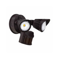 2-Head LED Security Motion Light with Photocell and PIR Sensor - 20 Watt - 1900 Max Lumens - 120V - Color Selectable 30K/40K/50K - Bronze