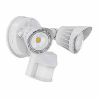 2-Head LED Security Motion Light with Photocell and PIR Sensor - 20 Watt - 1900 Max Lumens - 120V - Color Selectable 30K/40K/50K - White
