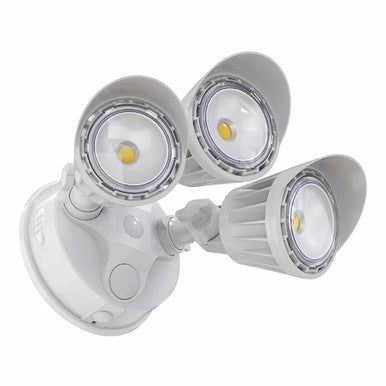 3-Head LED Security Light - 30 Watt - 2800 Max Lumens - 120V - Color Selectable 30K/40K/50K - White