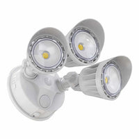 3-Head LED Security Light - 30 Watt - 2800 Max Lumens - 120V - Color Selectable 30K/40K/50K - White
