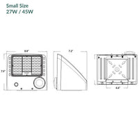 LED Full Cut Off Wall Pack - 10% Up 90% Down Light - Watt Selectable 40W/32W/24W - 5800 Max Lumens -Color Selectable 30K/40K/50K - 120-277V - Black Finish - With Photocell