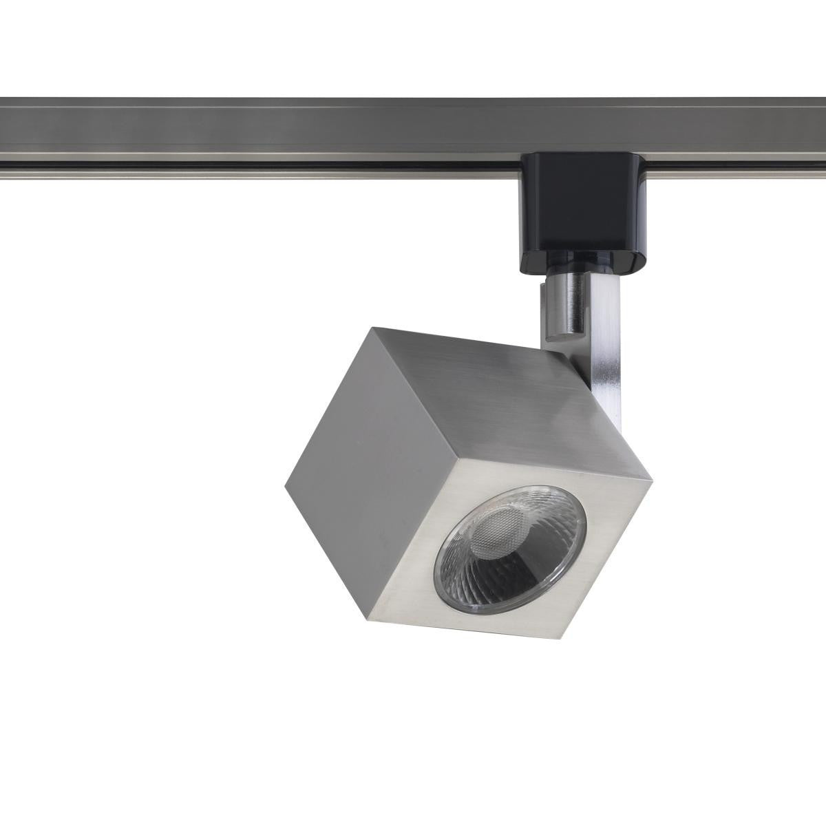 Square Style LED Track Head Only  - Brushed Nickel - 24 Degree Beam - 1020 Lumens - 3000K Soft White - 12 Watt - Dimmable - 3 Contact Halo Style