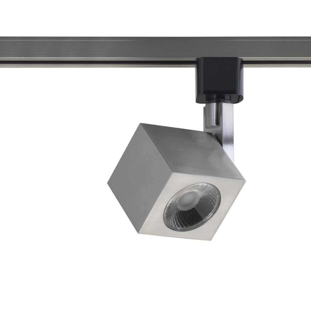 Square Style LED Track Head Only  - Brushed Nickel - 36 Degree Beam - 1020 Lumens - 3000K Soft White - 12 Watt - Dimmable - 3 Contact Halo Style