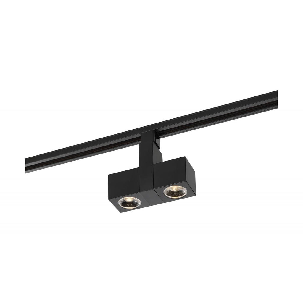 Dual Square Style LED Track Head Only  - Black Finish - 36 Degree Beam - 2040 Lumens - 3000K Soft White - 24 Watt - Dimmable - 3 Contact Halo Style
