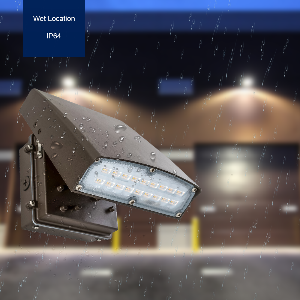 LED Adjustable Cutoff Wall Pack - Watt Selectable 120/100/80/50W - Max 15000 Lumens - Color Selectable 30K/40K/50K/57K - 120-277V - Bronze Finish