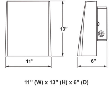 LED Adjustable Cutoff Wall Pack - Watt Selectable 120/100/80/50W - Max 15000 Lumens - Color Selectable 30K/40K/50K/57K - 120-277V - Bronze Finish