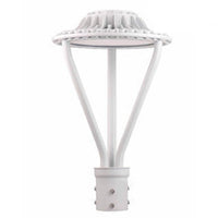 LED Post Light - Selectable 75/100/150 Watt - 9750-19500 Lumens - Color Selectable 30K/50K - 120-277V - White - Fits Up to 3 Inch Pole Top