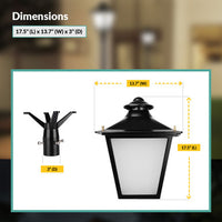 LED Decorative Post Light - 30 Watt - 3600 Lumens - Color Selectable 30K/40K/50K - 120-277V - Black - Fits Up to 3 Inch Pole Top