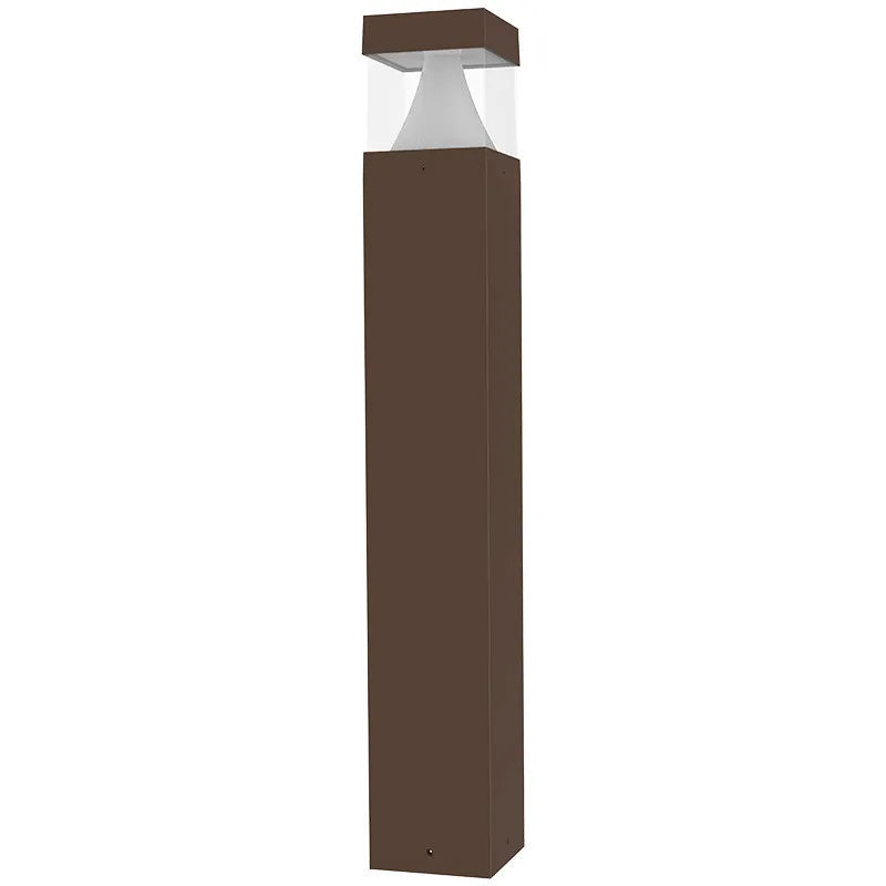 LED Square Bollard Light with Cone Reflector and Flat Head- Watt Selectable 12/16/22W - Color Selectable 30K/40K/50K - Bronze Finish