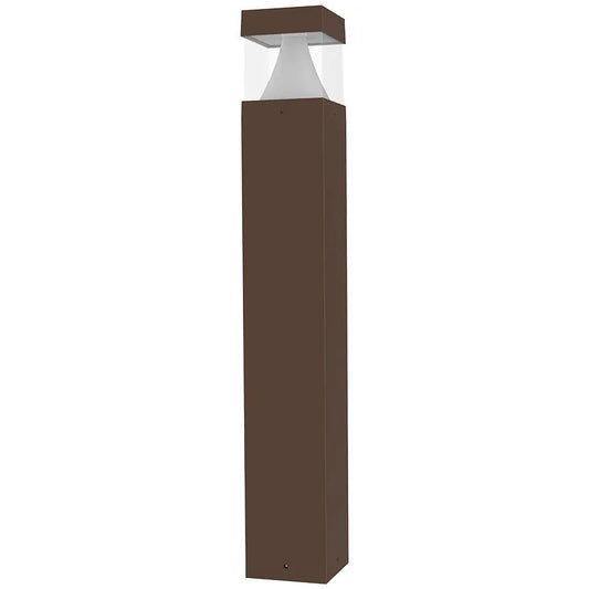 LED Square Bollard Light with Cone Reflector and Flat Head- Watt Selectable 12/16/22W - Color Selectable 30K/40K/50K - Bronze Finish