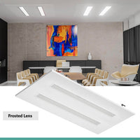 2X4 LED Drop In T-Bar Light - With Motion Sensor - 60W - 120-277V -  Color Temperature Selectable 30K/35K/40K/50K - Frosted Lens - Dimmable - White Finish