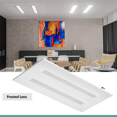 2X4 LED Drop In T-Bar Light - With Emergency Battery back-Up - 60W - 120-277V -  Color Temperature Selectable 30K/35K/40K/50K - Frosted Lens - Dimmable - White Finish