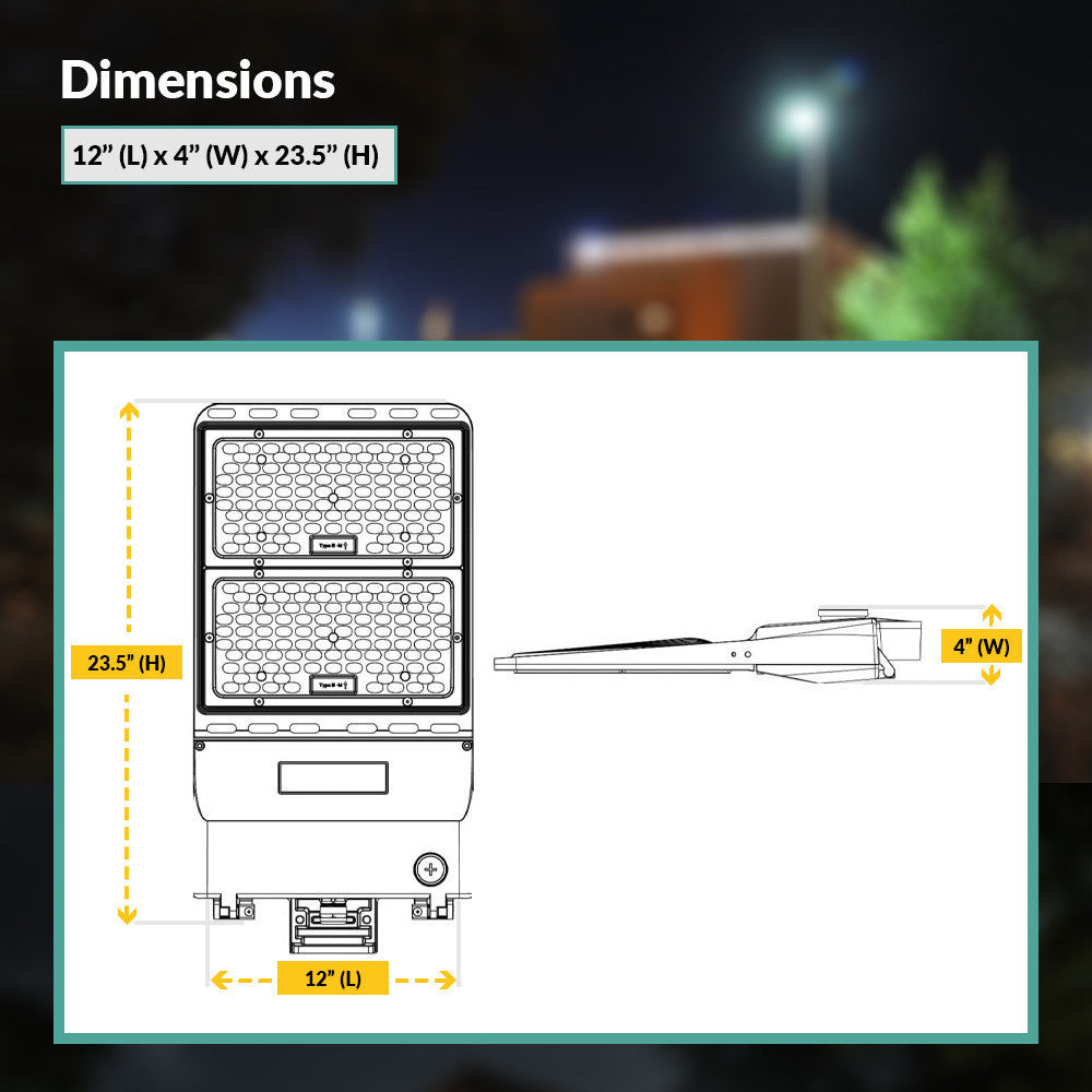 LED Outdoor Flood Light - Selectable 200/250/300 Watt - Arm Mount - 31800-41500 Lumens - Color Selectable 30K/40K/50K - 120-277V - Bronze Finish
