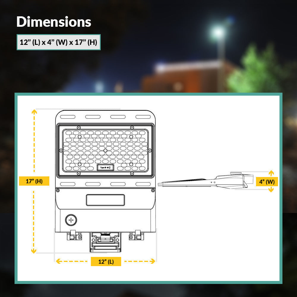 LED Outdoor Flood Light - Selectable 100/150/180 Watt - Arm Mount - 15600-25000 Lumens - Color Selectable 30K/40K/50K - 120-277V - Bronze Finish