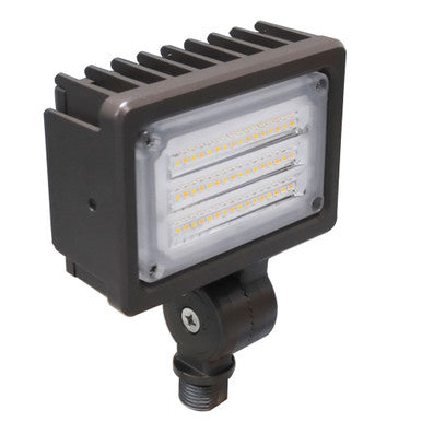 LED Outdoor Flood Light - 31 Watt - Knuckle Mount - 4000 Lumens - Color Selectable 35K/40/50K - 120-277V - Bronze Finish
